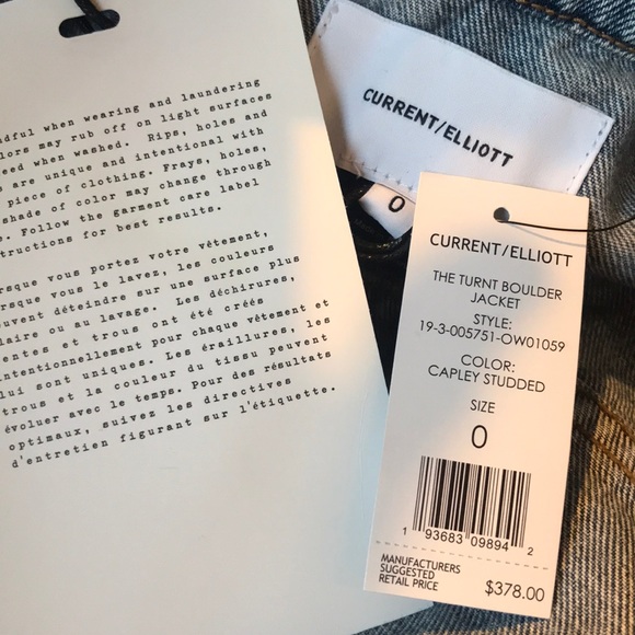 NWT CURRENT/ELLIOTT
studded faded denim jacket - Picture 13 of 13